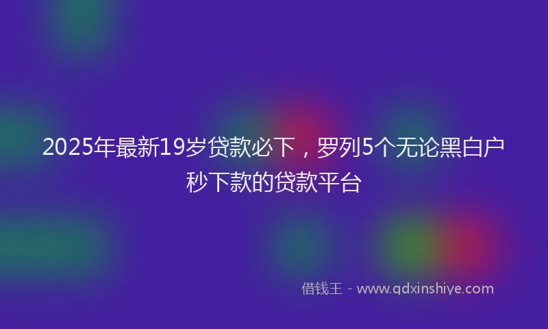 2025年最新19岁贷款必下，罗列5个无论黑白户秒下款的贷款平台