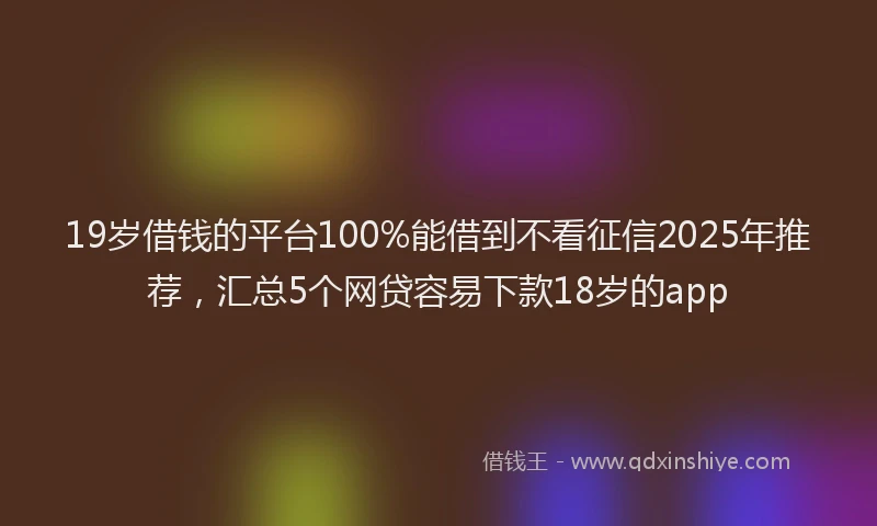 19岁借钱的平台100%能借到不看征信2025年推荐，汇总5个网贷容易下款18岁的app