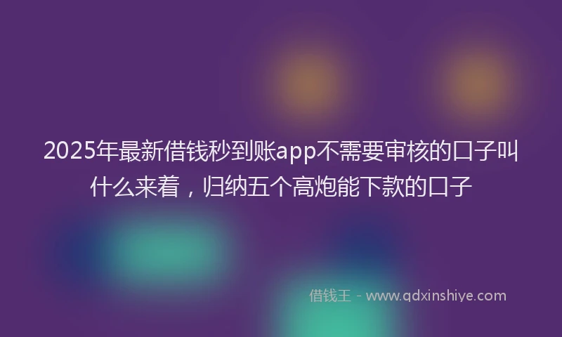 2025年最新借钱秒到账app不需要审核的口子叫什么来着，归纳五个高炮能下款的口子