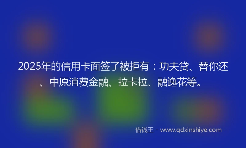 2025年的信用卡面签了被拒有：功夫贷、替你还、中原消费金融、拉卡拉、融逸花等。