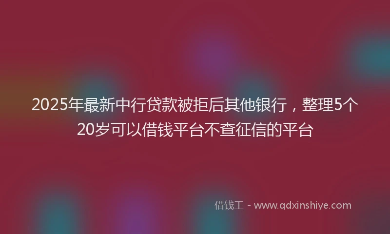 2025年最新中行贷款被拒后其他银行，整理5个20岁可以借钱平台不查征信的平台