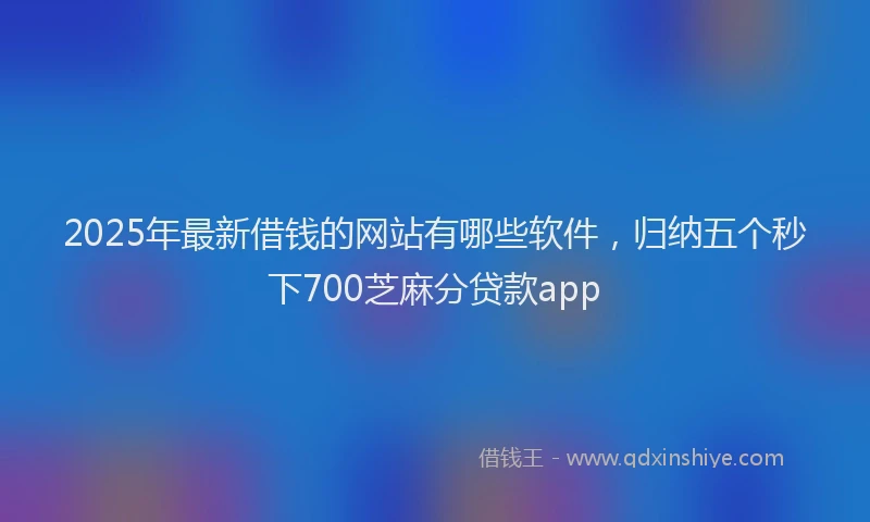 2025年最新借钱的网站有哪些软件，归纳五个秒下700芝麻分贷款app
