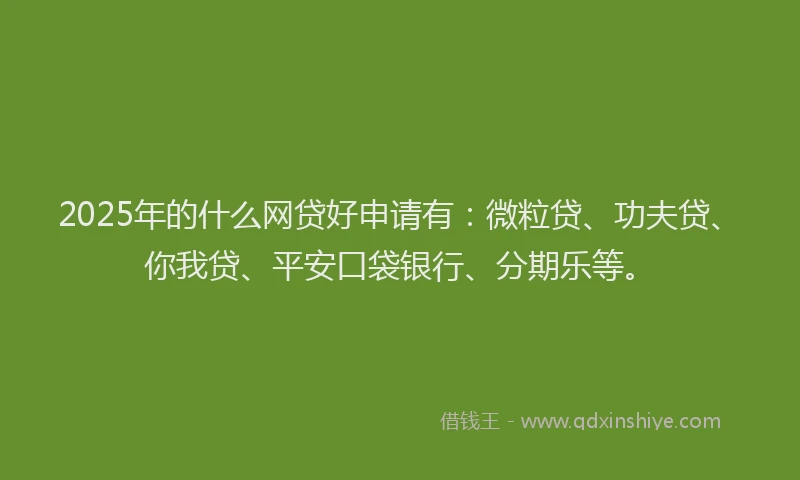 2025年的什么网贷好申请有：微粒贷、功夫贷、你我贷、平安口袋银行、分期乐等。