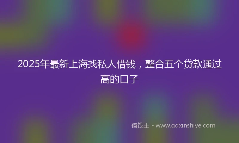 2025年最新上海找私人借钱，整合五个贷款通过高的口子