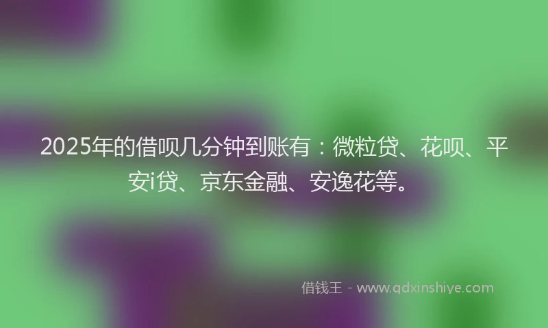 2025年的借呗几分钟到账有：微粒贷、花呗、平安i贷、京东金融、安逸花等。