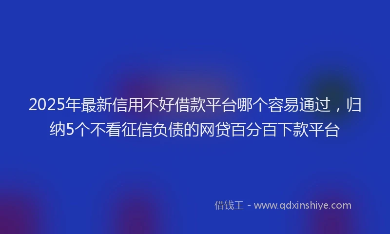 2025年最新信用不好借款平台哪个容易通过，归纳5个不看征信负债的网贷百分百下款平台
