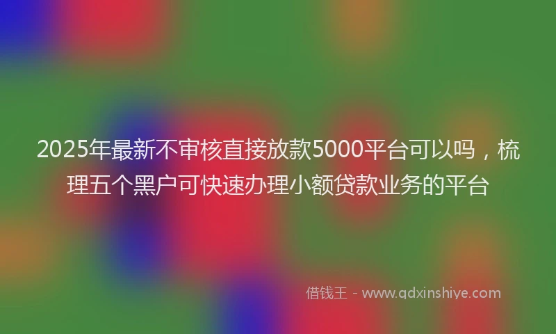 2025年最新不审核直接放款5000平台可以吗，梳理五个黑户可快速办理小额贷款业务的平台