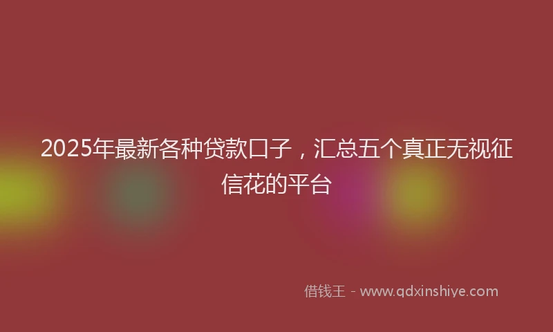 2025年最新各种贷款口子，汇总五个真正无视征信花的平台