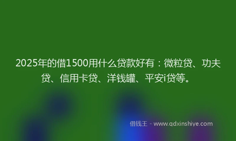 2025年的借1500用什么贷款好有：微粒贷、功夫贷、信用卡贷、洋钱罐、平安i贷等。