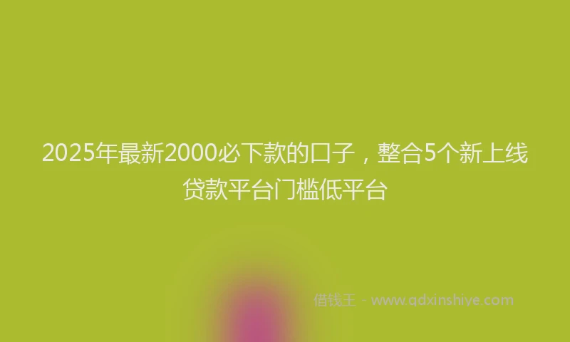 2025年最新2000必下款的口子，整合5个新上线贷款平台门槛低平台