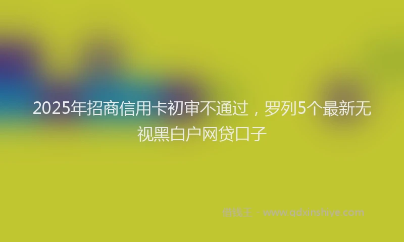 2025年招商信用卡初审不通过，罗列5个最新无视黑白户网贷口子
