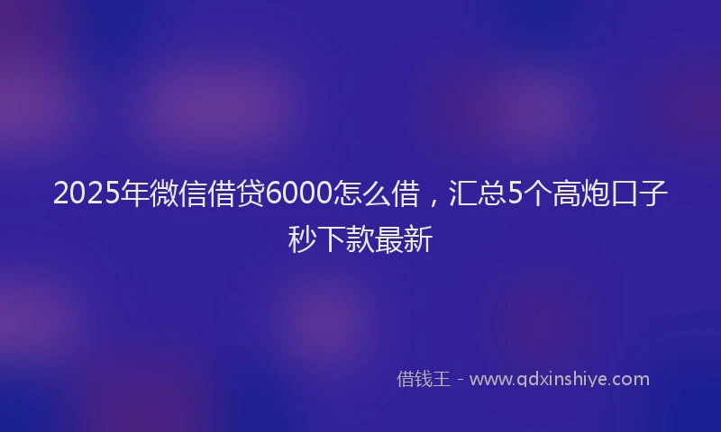 2025年微信借贷6000怎么借，汇总5个高炮口子秒下款最新