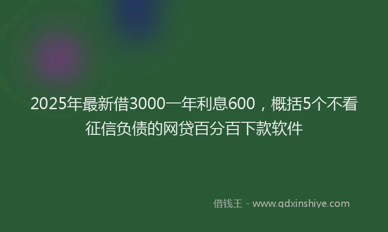 2025年最新借3000一年利息600，概括5个不看征信负债的网贷百分百下款软件