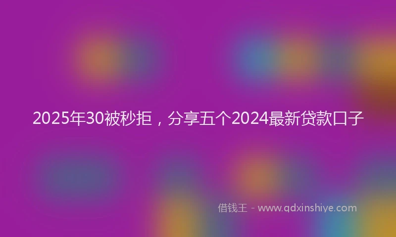 2025年30被秒拒，分享五个2024最新贷款口子