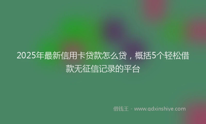 2025年最新信用卡贷款怎么贷，概括5个轻松借款无征信记录的平台