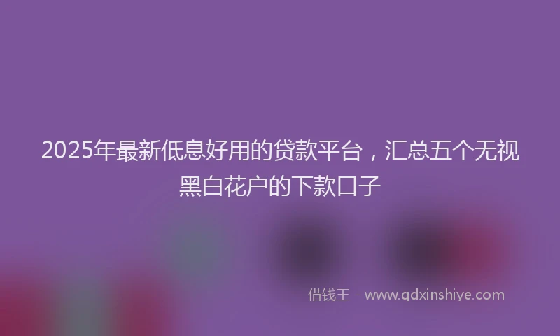 2025年最新低息好用的贷款平台，汇总五个无视黑白花户的下款口子