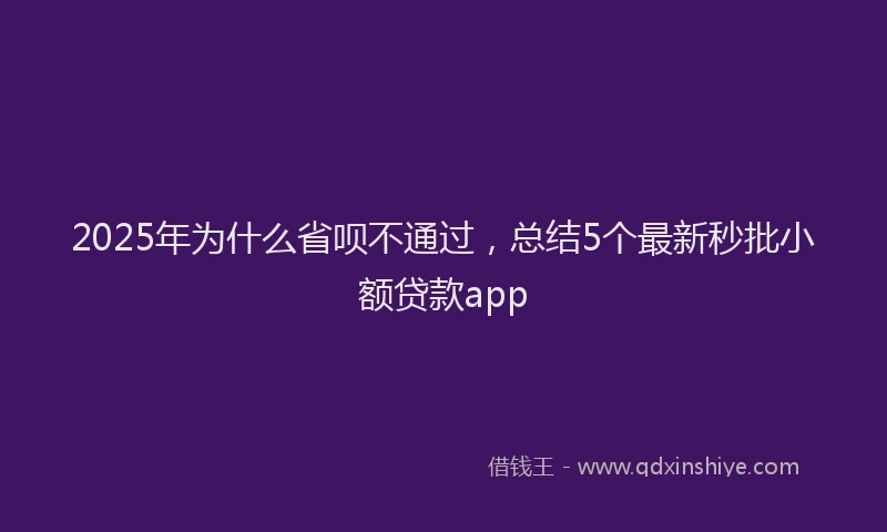2025年为什么省呗不通过，总结5个最新秒批小额贷款app