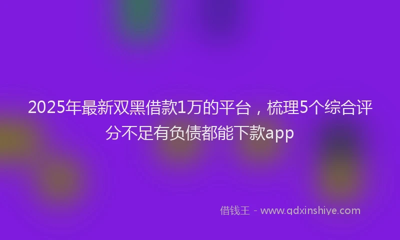 2025年最新双黑借款1万的平台，梳理5个综合评分不足有负债都能下款app