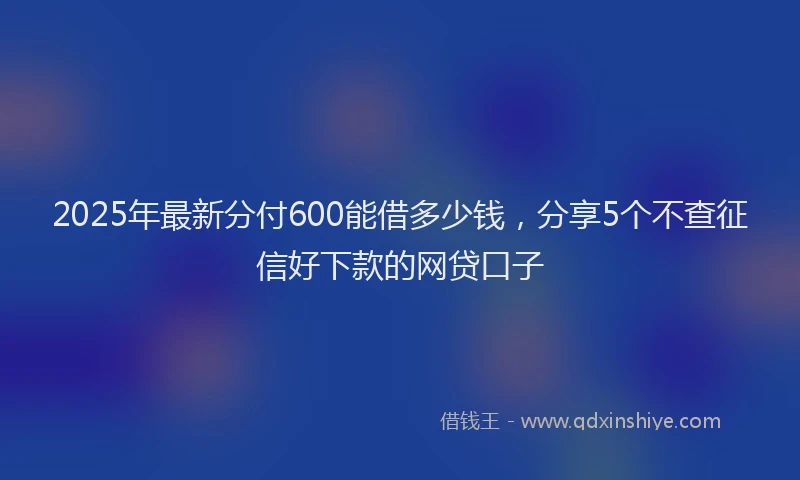 2025年最新分付600能借多少钱，分享5个不查征信好下款的网贷口子