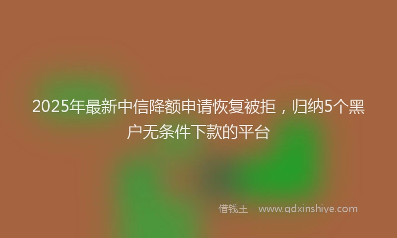 2025年最新中信降额申请恢复被拒，归纳5个黑户无条件下款的平台