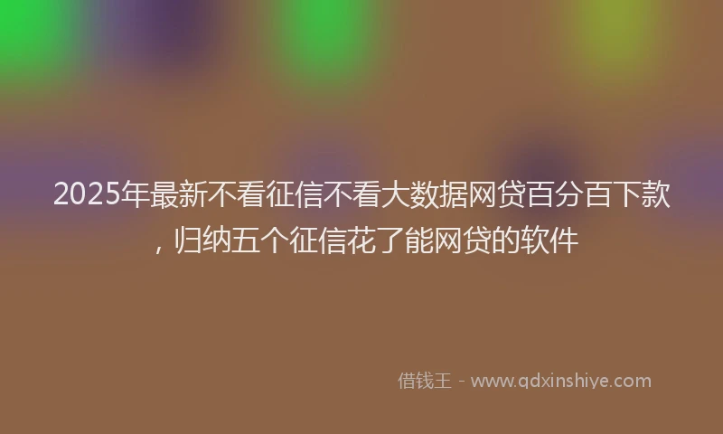 2025年最新不看征信不看大数据网贷百分百下款，归纳五个征信花了能网贷的软件