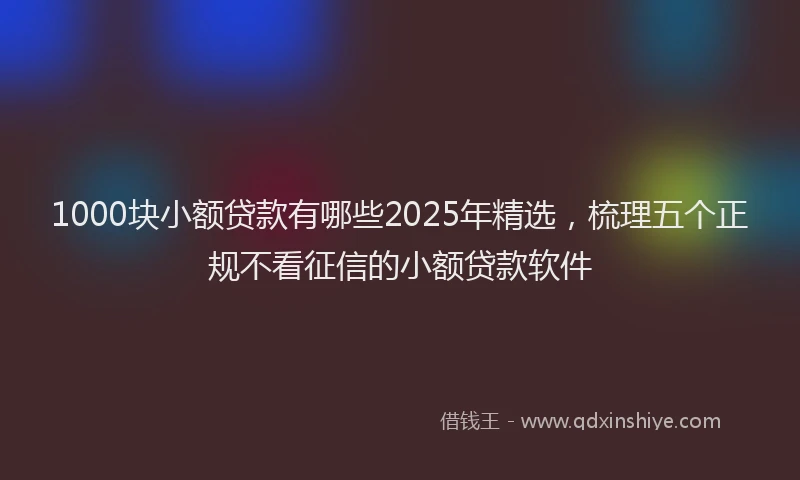 1000块小额贷款有哪些2025年精选，梳理五个正规不看征信的小额贷款软件