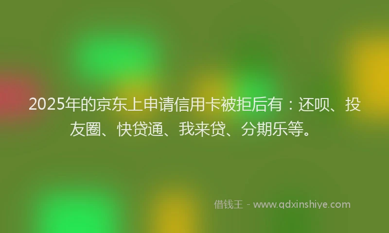 2025年的京东上申请信用卡被拒后有：还呗、投友圈、快贷通、我来贷、分期乐等。