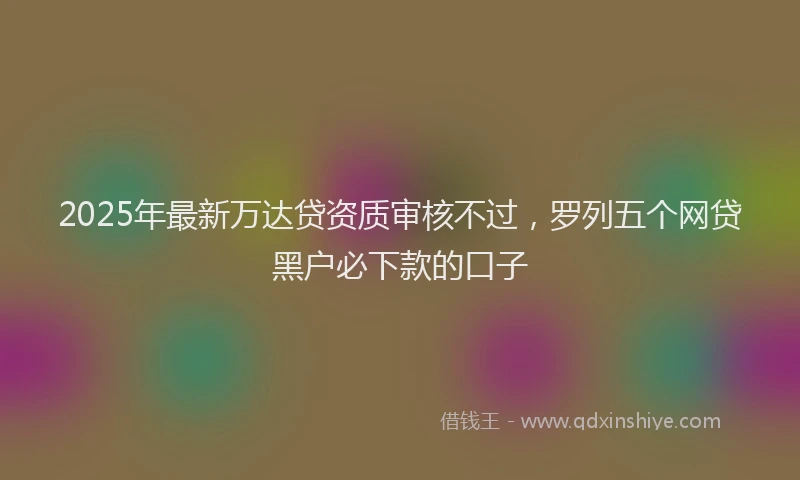 2025年最新万达贷资质审核不过，罗列五个网贷黑户必下款的口子
