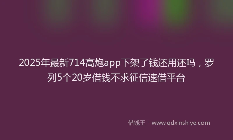 2025年最新714高炮app下架了钱还用还吗，罗列5个20岁借钱不求征信速借平台