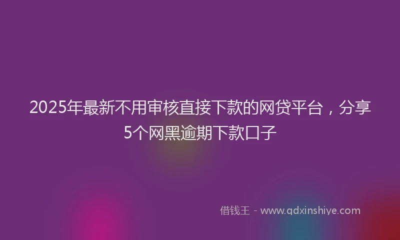 2025年最新不用审核直接下款的网贷平台，分享5个网黑逾期下款口子