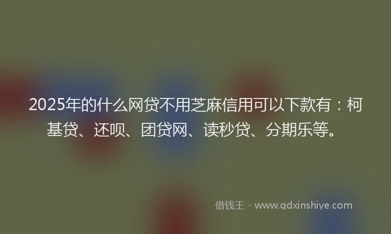 2025年的什么网贷不用芝麻信用可以下款有：柯基贷、还呗、团贷网、读秒贷、分期乐等。