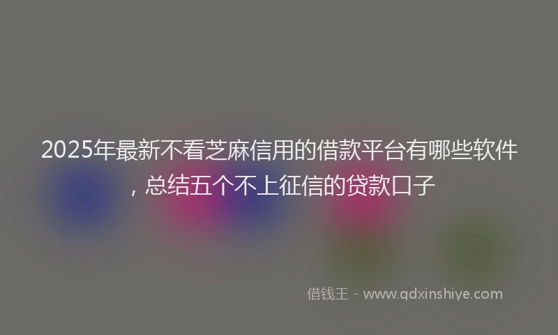 2025年最新不看芝麻信用的借款平台有哪些软件，总结五个不上征信的贷款口子