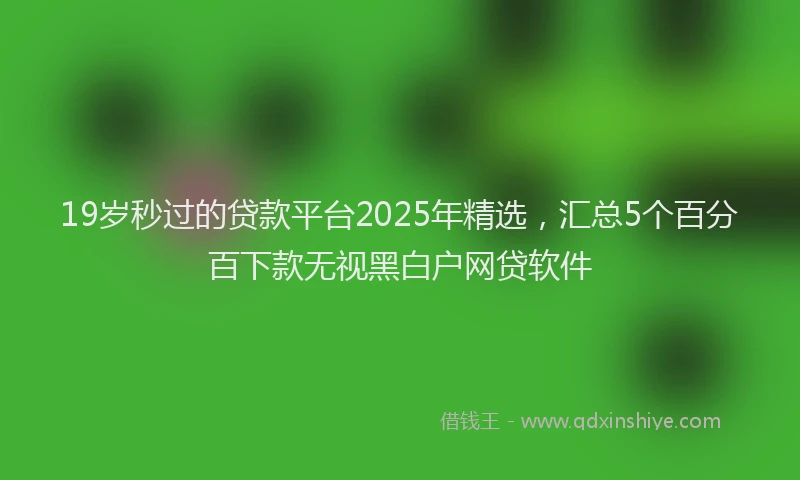 19岁秒过的贷款平台2025年精选，汇总5个百分百下款无视黑白户网贷软件