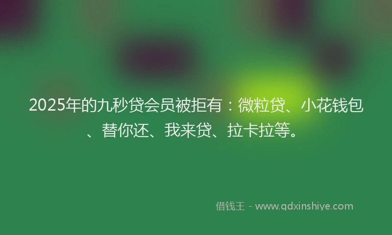 2025年的九秒贷会员被拒有：微粒贷、小花钱包、替你还、我来贷、拉卡拉等。
