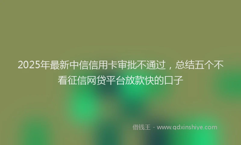 2025年最新中信信用卡审批不通过，总结五个不看征信网贷平台放款快的口子