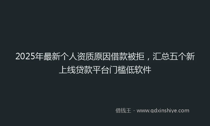 2025年最新个人资质原因借款被拒，汇总五个新上线贷款平台门槛低软件