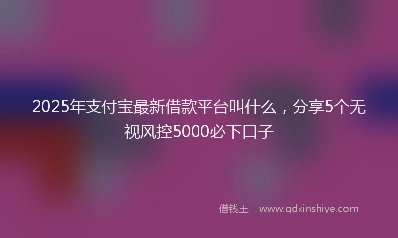 2025年支付宝最新借款平台叫什么，分享5个无视风控5000必下口子