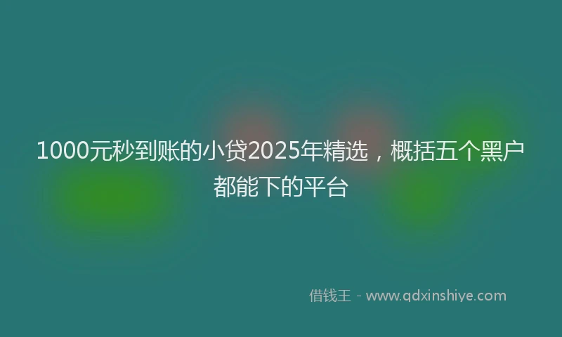 1000元秒到账的小贷2025年精选，概括五个黑户都能下的平台
