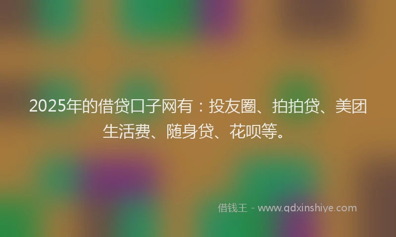 2025年的借贷口子网有：投友圈、拍拍贷、美团生活费、随身贷、花呗等。