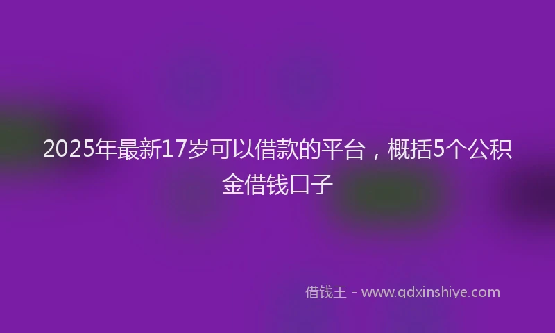 2025年最新17岁可以借款的平台，概括5个公积金借钱口子