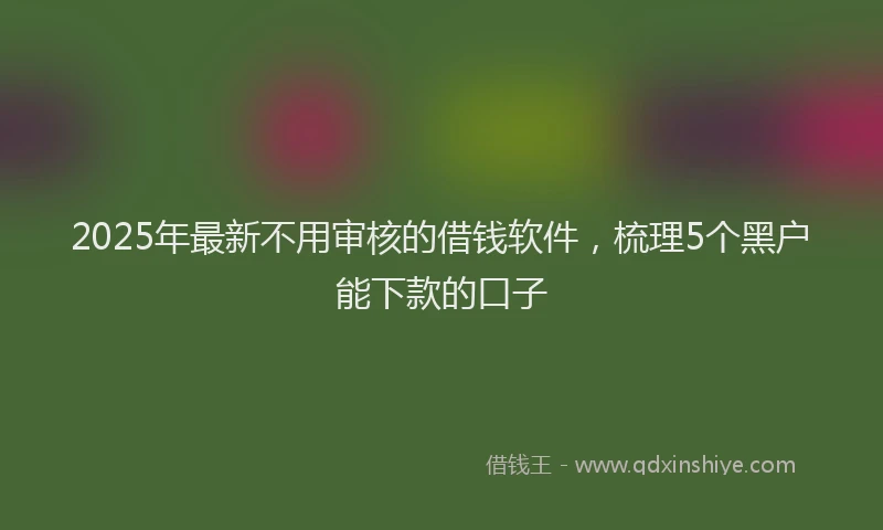 2025年最新不用审核的借钱软件，梳理5个黑户能下款的口子