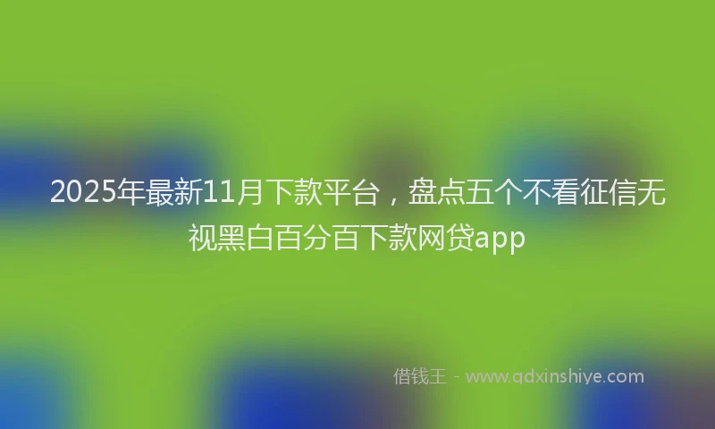 2025年最新11月下款平台，盘点五个不看征信无视黑白百分百下款网贷app