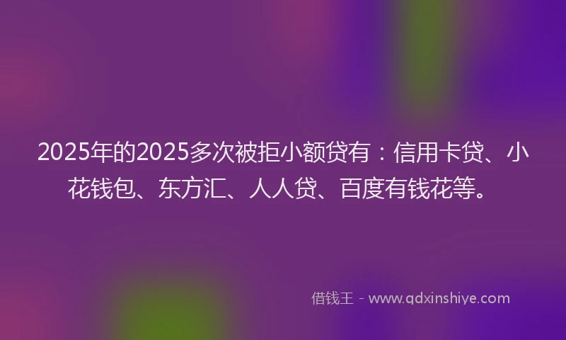 2025年的2025多次被拒小额贷有：信用卡贷、小花钱包、东方汇、人人贷、百度有钱花等。
