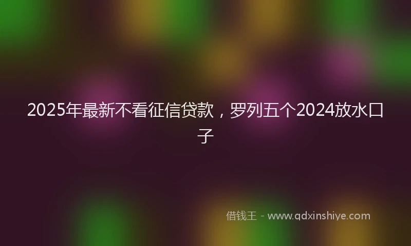 2025年最新不看征信贷款，罗列五个2024放水口子