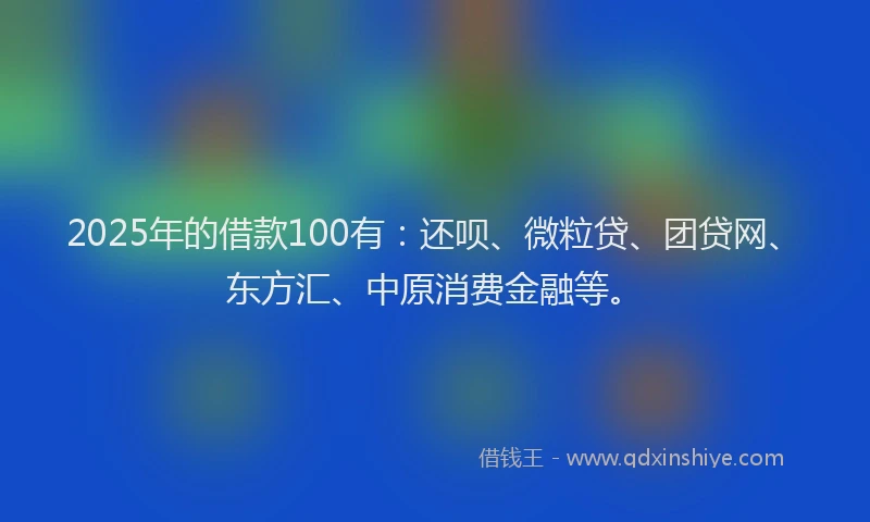 2025年的借款100有：还呗、微粒贷、团贷网、东方汇、中原消费金融等。