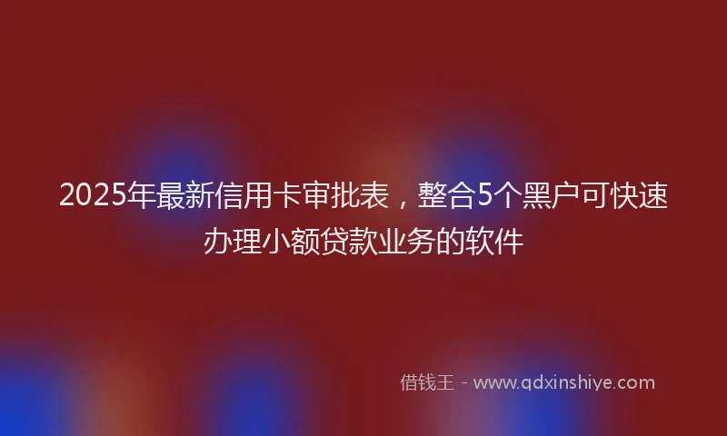 2025年最新信用卡审批表，整合5个黑户可快速办理小额贷款业务的软件