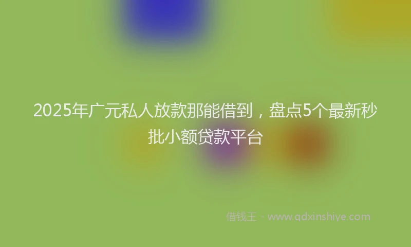 2025年广元私人放款那能借到，盘点5个最新秒批小额贷款平台