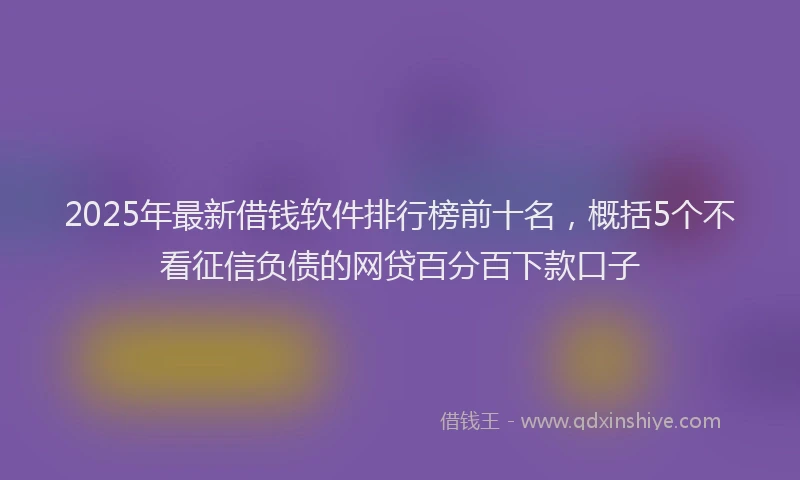 2025年最新借钱软件排行榜前十名，概括5个不看征信负债的网贷百分百下款口子