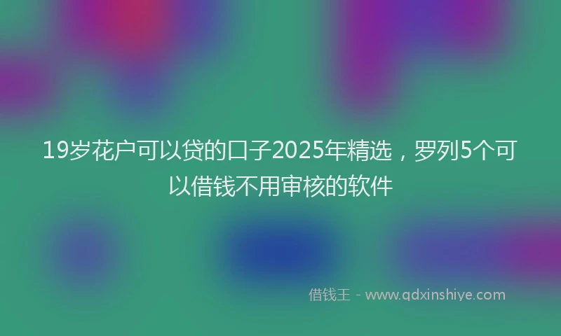 19岁花户可以贷的口子2025年精选，罗列5个可以借钱不用审核的软件