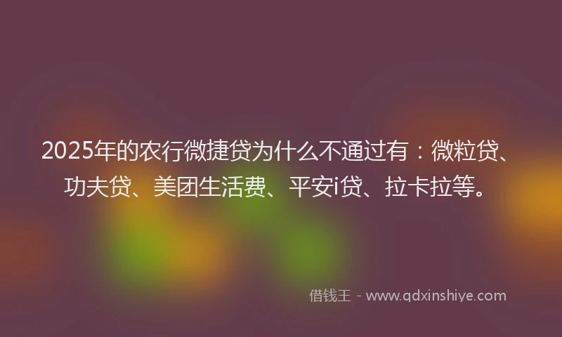 2025年的农行微捷贷为什么不通过有：微粒贷、功夫贷、美团生活费、平安i贷、拉卡拉等。